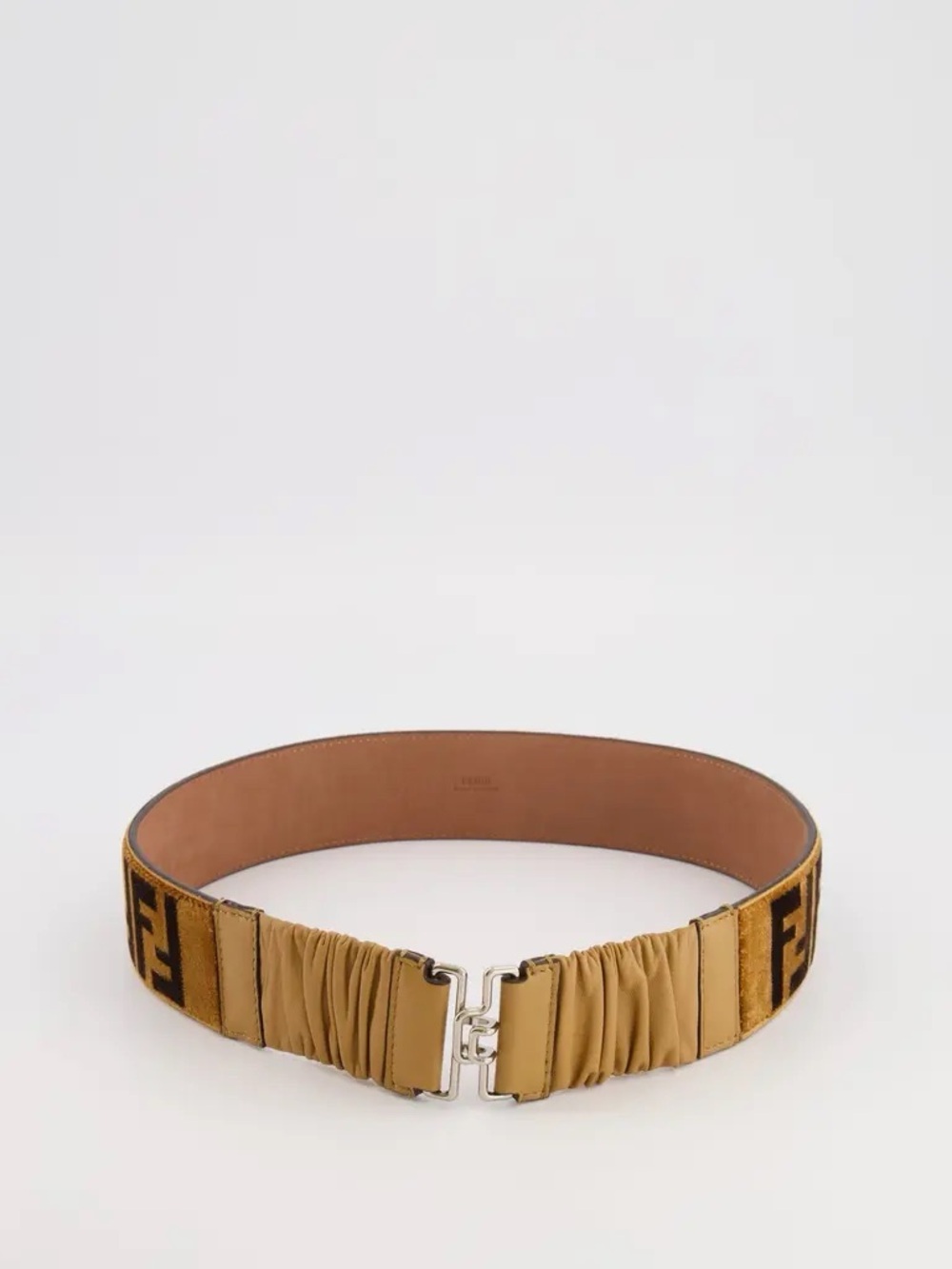 Fendi Yucca waist belt
 and Black FF Logo Wide Leather-Trim Strap